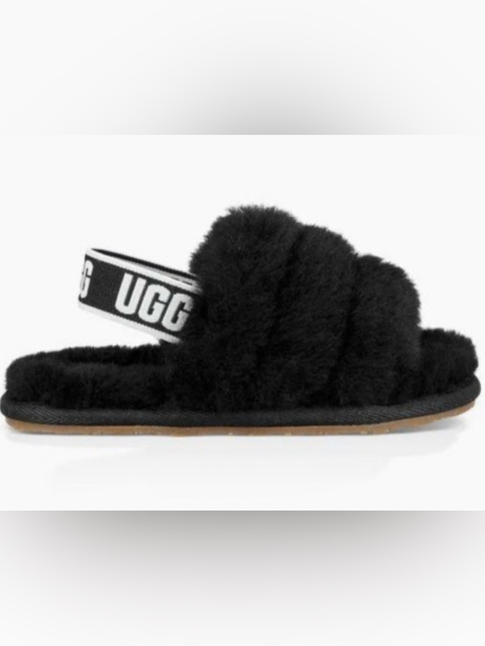 Baby Girl Shoes UGG Toddler Fluff Yea Slides Black Size 6